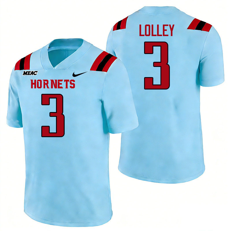 Delaware State Hornets #3 NyGhee Lolley College Football Jerseys,Uniforms Stitched-Light Blue